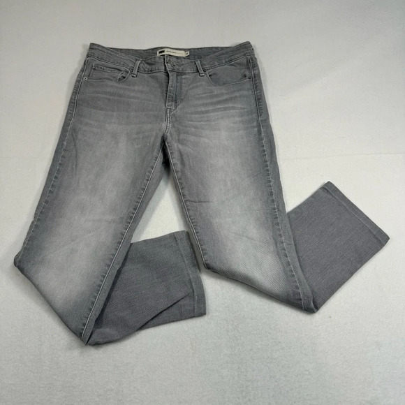 Levis Skinny Jeans Womens Size 12 Gray Mid Rise *Hemmed - Picture 1 of 13